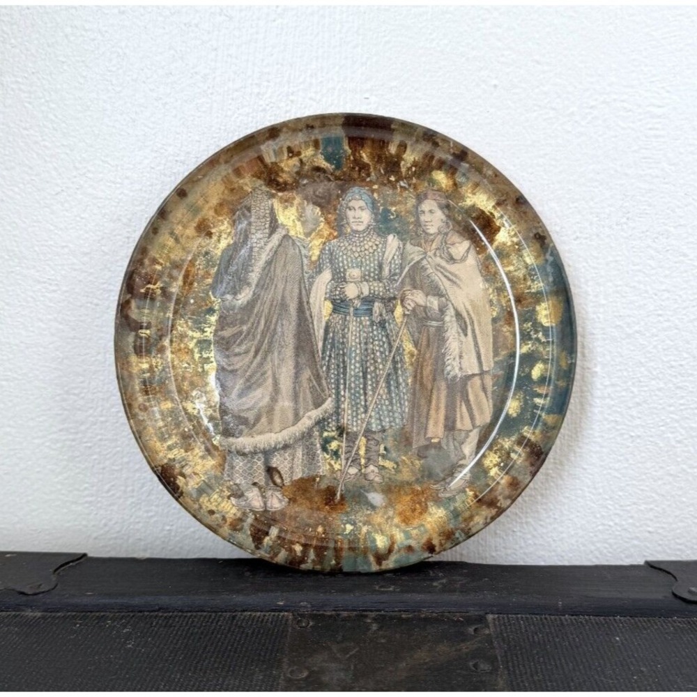 Religious Gold Foil‎ Art Plate of Army Guardian Angels Saints Decorative Plate